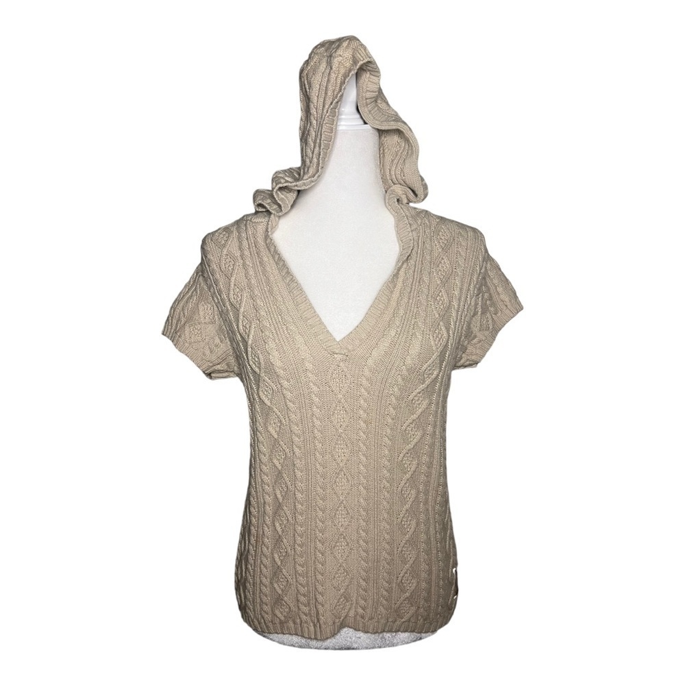 Vintage (y2k) polo RL cream cableknit hooded short
sleeve